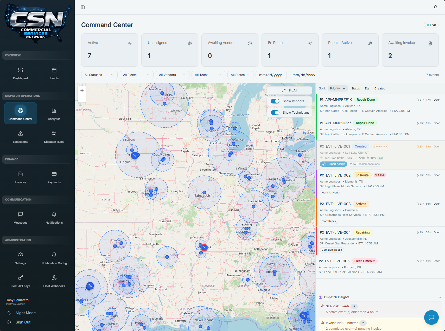 Commercial Services Network | AI-Powered Commercial Roadside Dispatch